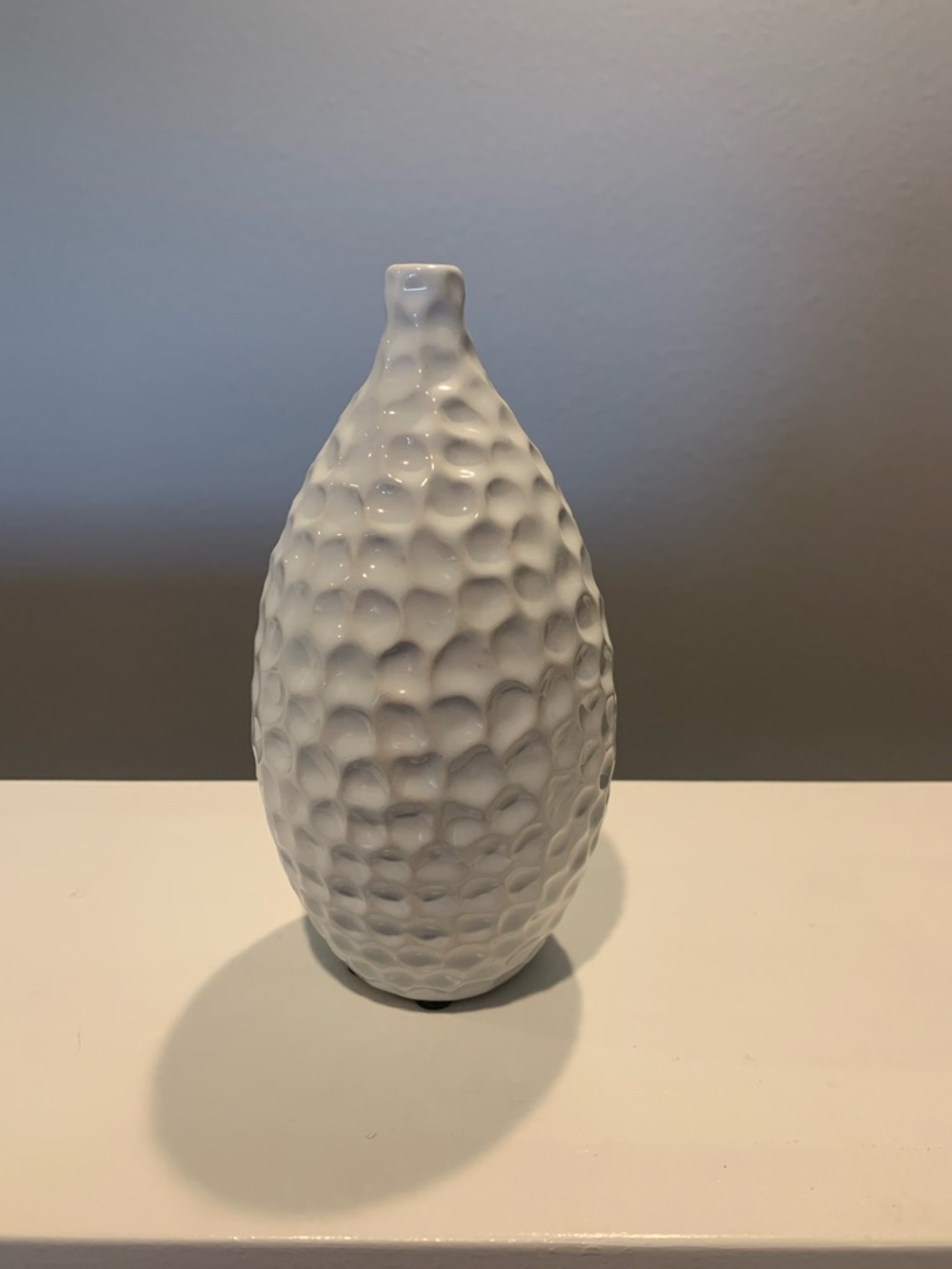 Honeycomb Textured Ceramic Bud Vase - Glossy White